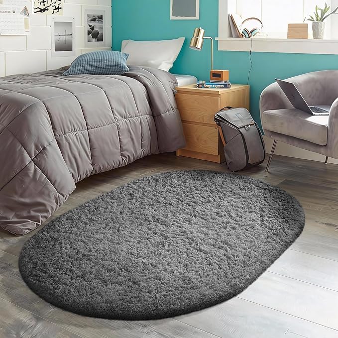 Ophanie 3x5 Oval Rug, Bedside Preppy Dorm Area Rug, College Essentials Non Slip - Image 6