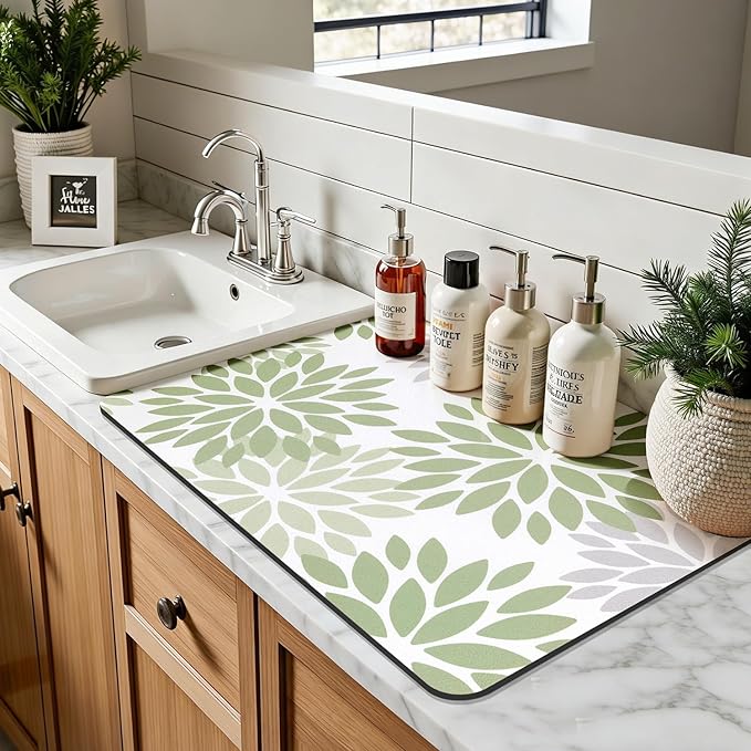 Findosom Floral Dish Drying Mat, Cuttable Drying Mat - Image 7