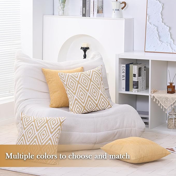 HPUK Decorative Throw Pillow Covers Set of 4 Geometric Design Linen Cushion - Image 6