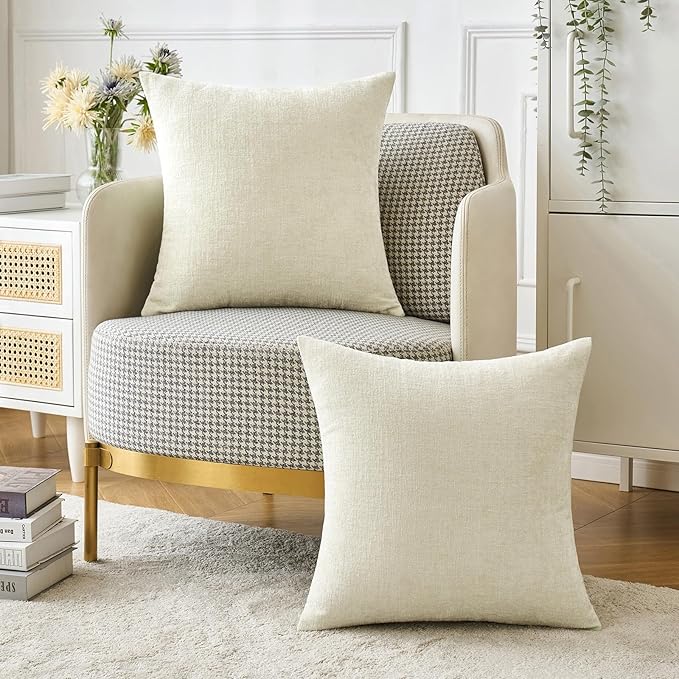 MIULEE Pack of 2 Cream Throw Pillow Covers 18x18 Inch Natural Soft Pillow Covers - Image 5