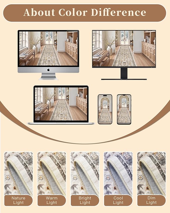 Madane Hallway Runner 3x8, Kitchen Rugs Washable Entryway Rug Vintage Kitchen - Image 10