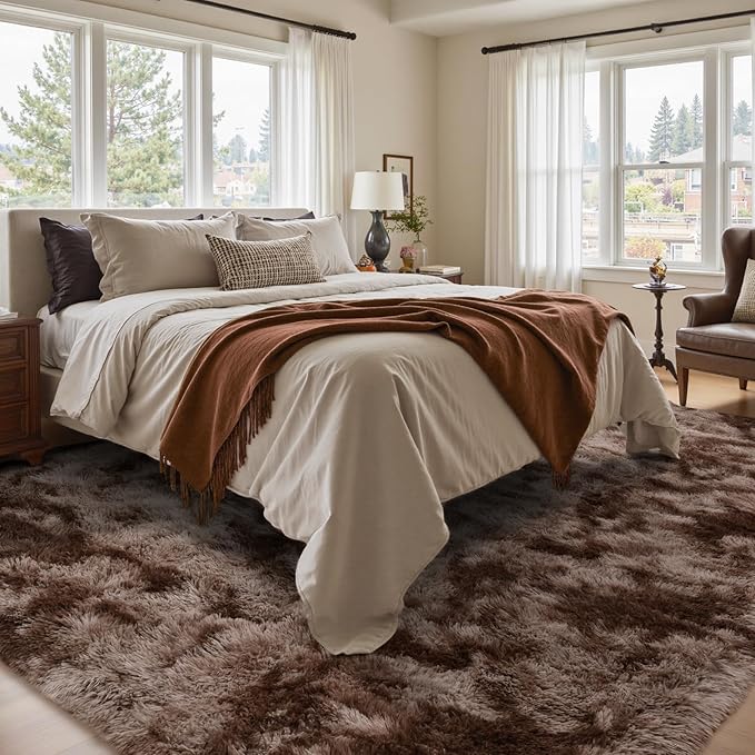 6x9 Ft Large Shag Brown Area Rug - Image 2
