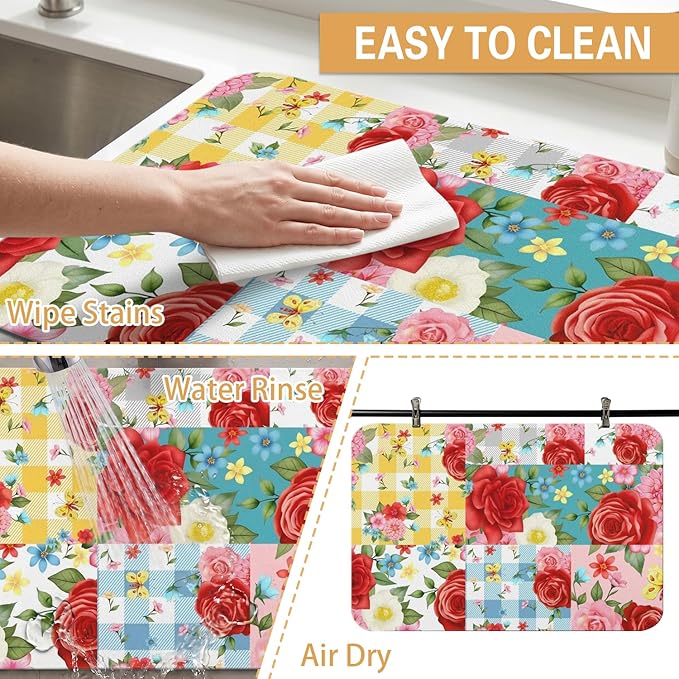 Kitchen Countertop Dish Drying Mat, Super Absorbent Coffee Bar Mat - Image 4