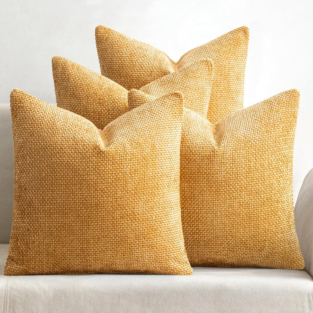 MIULEE Pack of 4 Couch Throw Pillow Covers 18x18 Inch Gold Soft Decorative