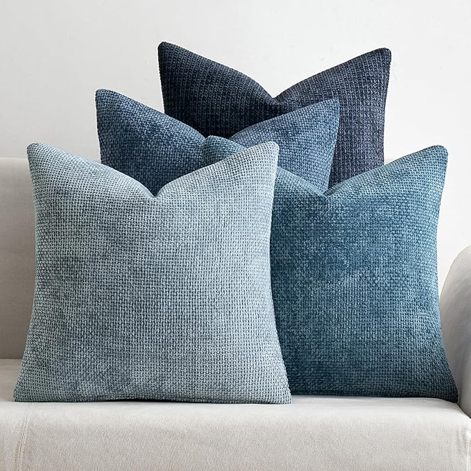 MIULEE Pack of 4 Couch Throw Pillow Covers 18x18 Inch Neutral Blue Soft by MIULEE