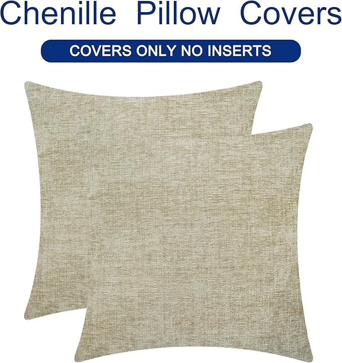 CaliTime Throw Pillow Covers Decorative 18 X 18 Inches Pack of 2 Cozy Chenille - Image 6
