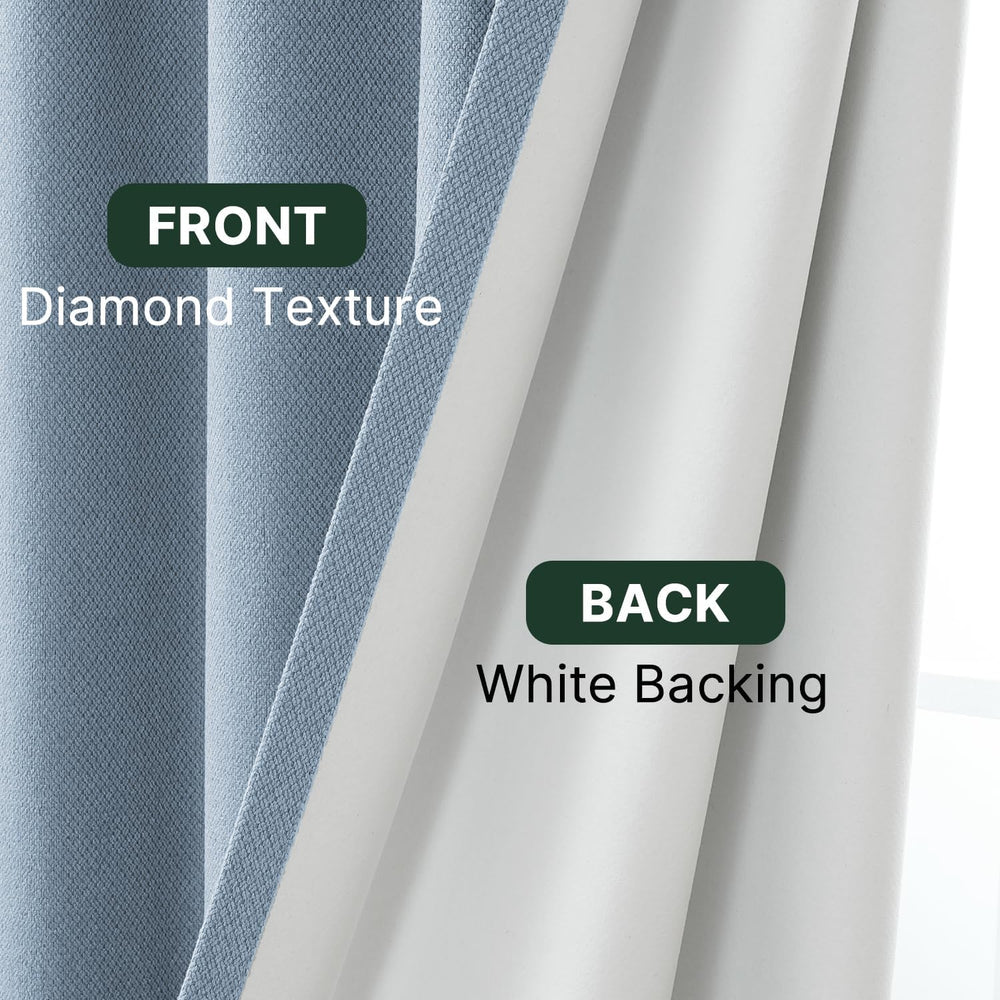 H.VERSAILTEX Slate Blue 100% Blackout Pinch Pleated Curtains 108 Inch Long