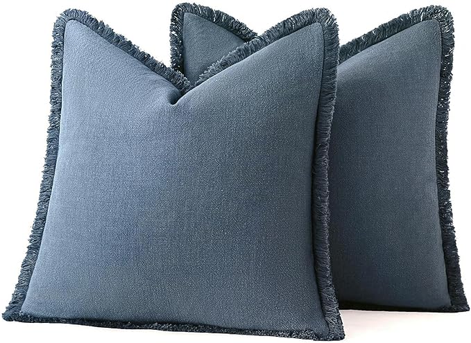 MIULEE Decorative Throw Pillow Covers Neutral Linen Fringe Throw Pillows Set of - Image 7