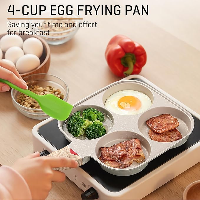 MyLifeUNIT Egg Frying Pan, 4-Cup Egg Pan Nonstick, Fried Egg Pan Skillet - Image 2