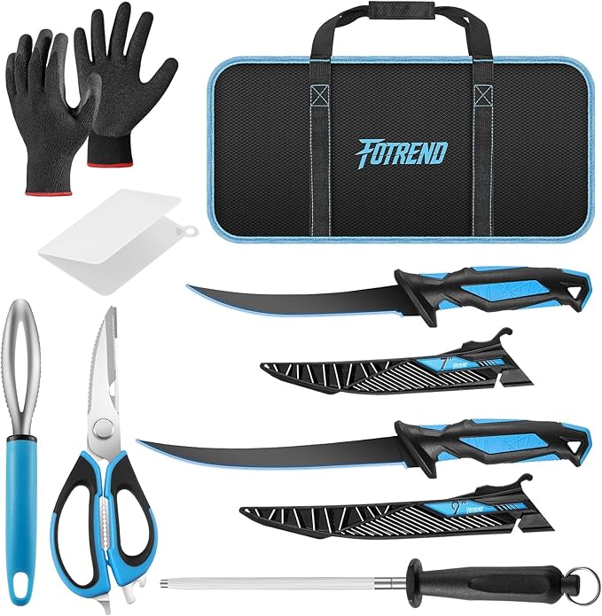 Fillet Knife Kit Combo, Fishing Knives and Honing Rod, Ultra-Sharp G4116 German by Fotrend