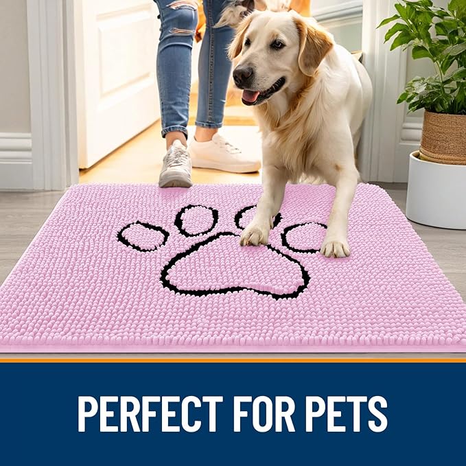 OLANLY Dog Door Mat for Muddy Paws 36x24, Paw Print Design, Absorbs Moisture - Image 6