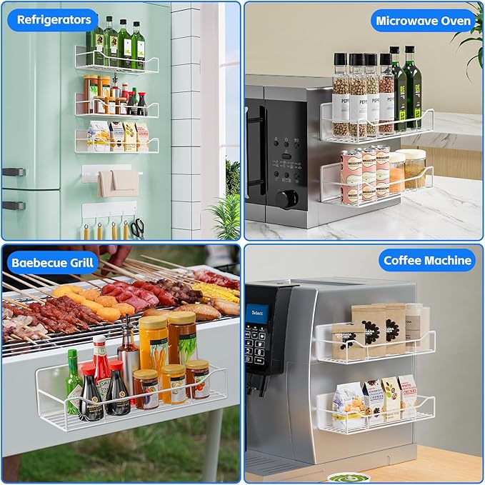 Magnetic Spice Rack for Refrigerator, 5 Pack Magnetic Fridge Organizer Shelves - Image 7