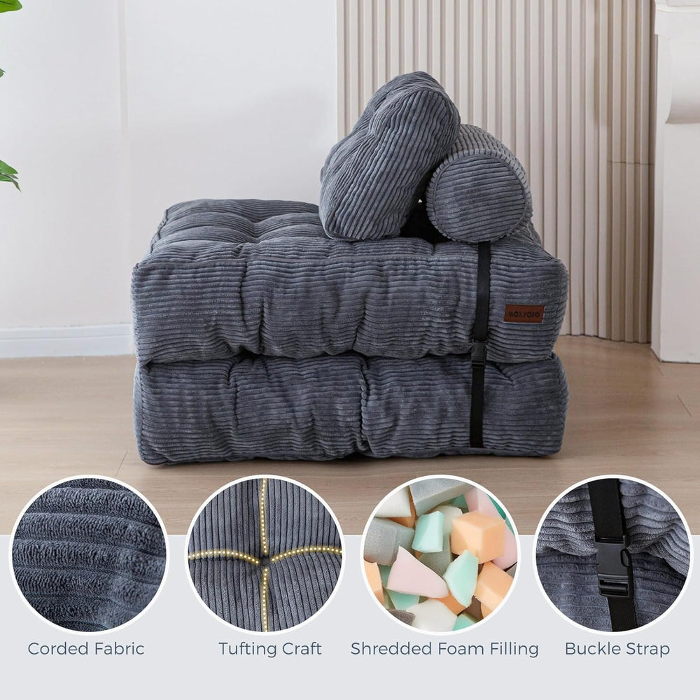 MAXYOYO Folding Sofa Bed, Convertible Chair with Pillow Foldable Couch with B...