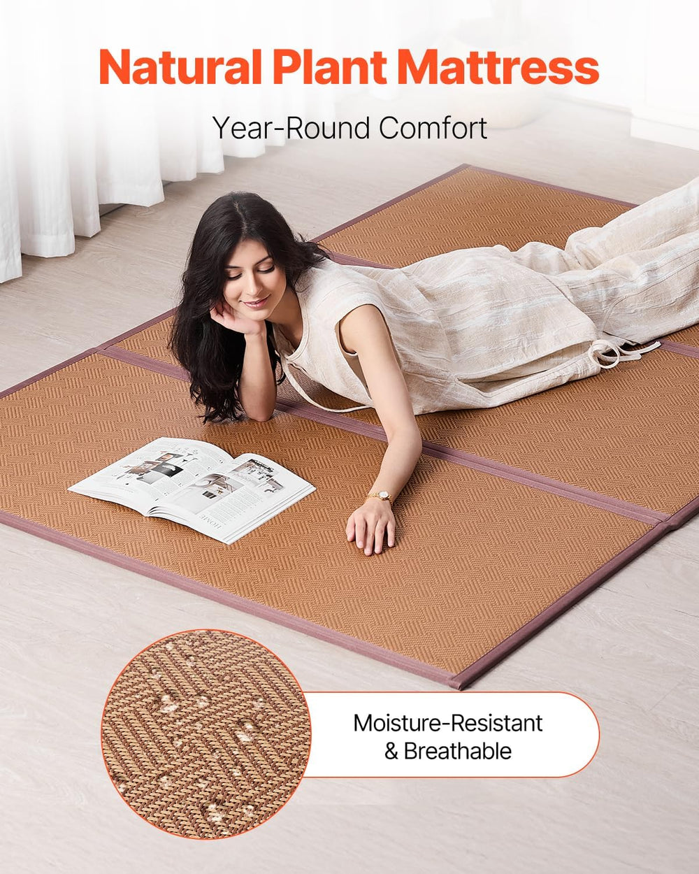 VEVOR Japanese Tatami Mat, Full XL - 55'' X 80'' Foldable Han...