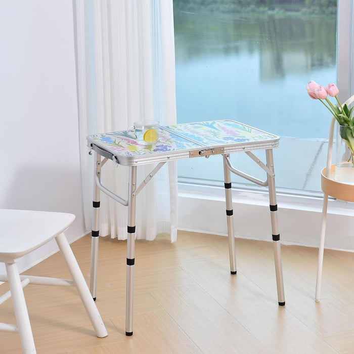 Yriuat Folding Camping Table 2ft Portable Picnic Table, Blooming Floral