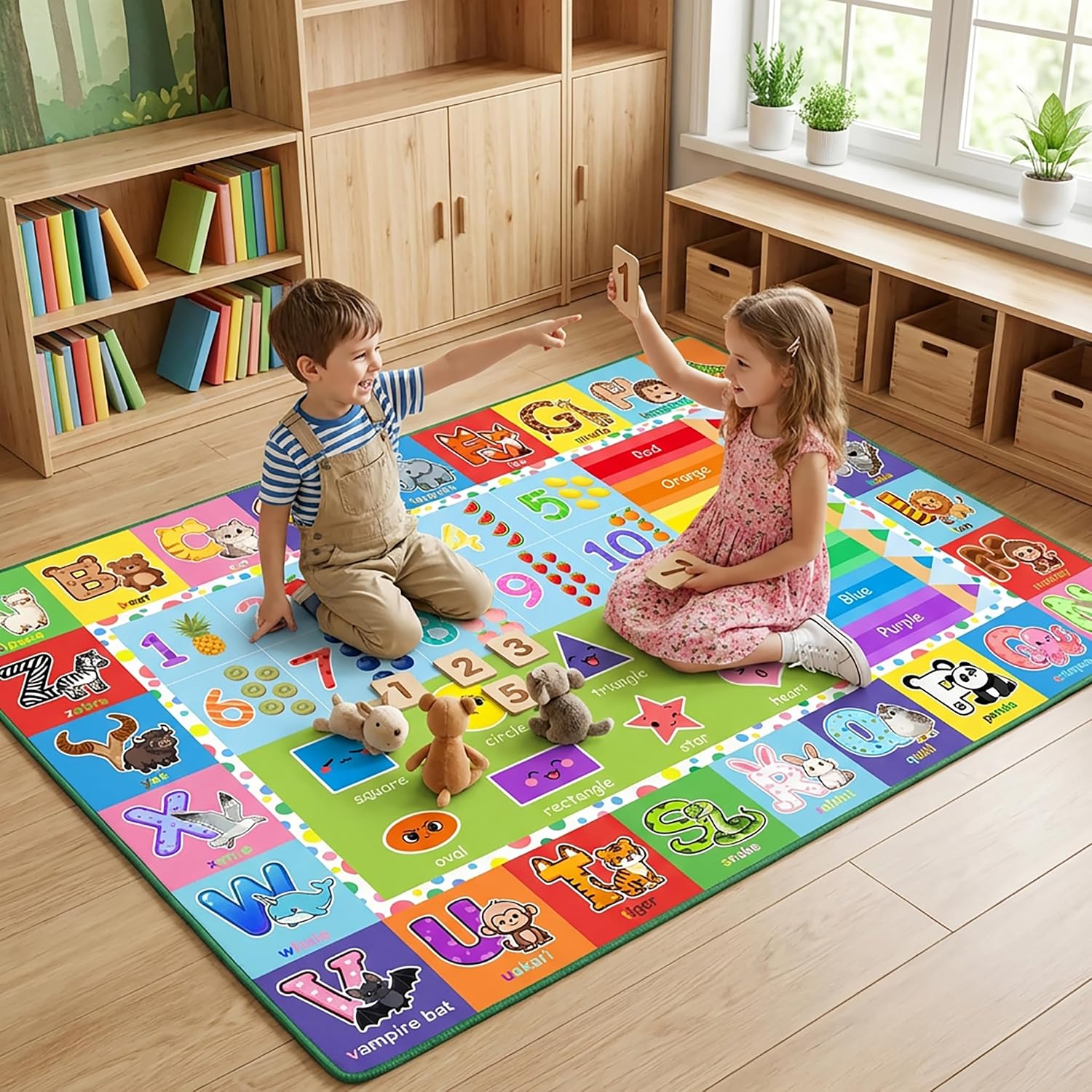ABC Alphabet Rug for Kids Bedroom - 2.5x4 Feet Educational Numbers & Animals Play Mat, Learning Carpet for Boys and Girls Early Education