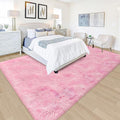 Tie-Dye Pink Rug for Living Room 5x8ft Fluffy Modern Shag Area Rug Mat Bedside by JiaoBaba
