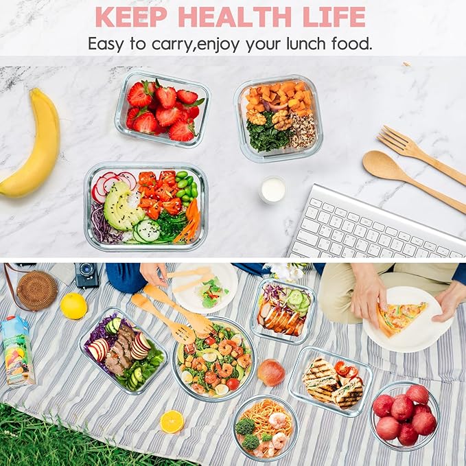 34pcs Glass Food Storage Containers
