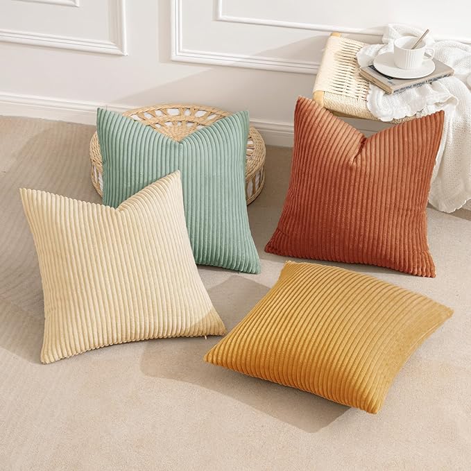 MIULEE Boho Farmhouse Throw Pillow Covers 18x18 Inch Set of 4 Summer Modern - Image 2