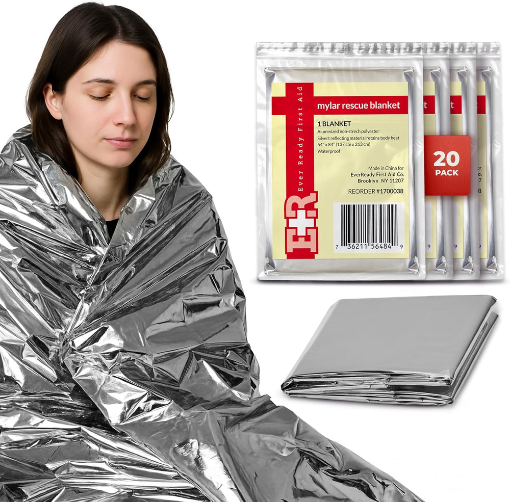 Ever Ready First Aid Mylar Rescue Blanket, Large Silver Thermal Sheet for Eme...