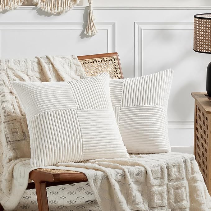 Fancy Homi 2 Packs Cream White Big Decorative Throw Pillow Covers 24x24 Inch by Fancy+Homi