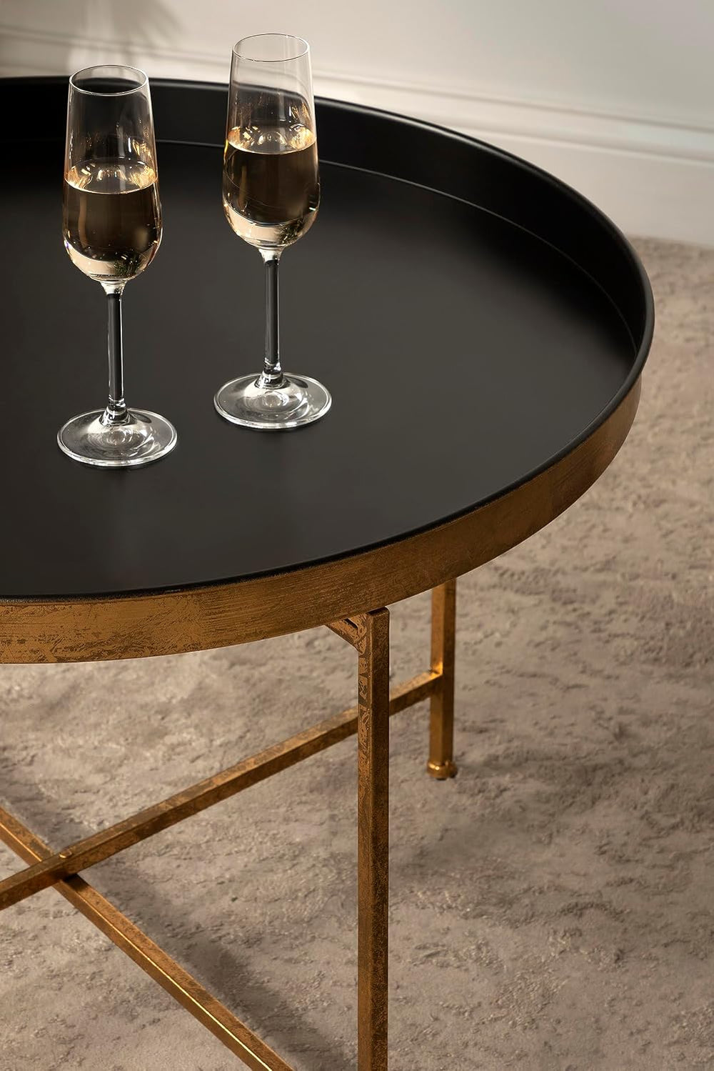 Kate and Laurel Celia Modern Round Coffee Table; 28 x 28 x 19; Black and Gold...