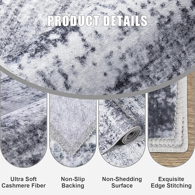 10x12 Area Rug Living Room Rug: Washable Modern Abstract Soft Thin Rug Indoor - Image 6