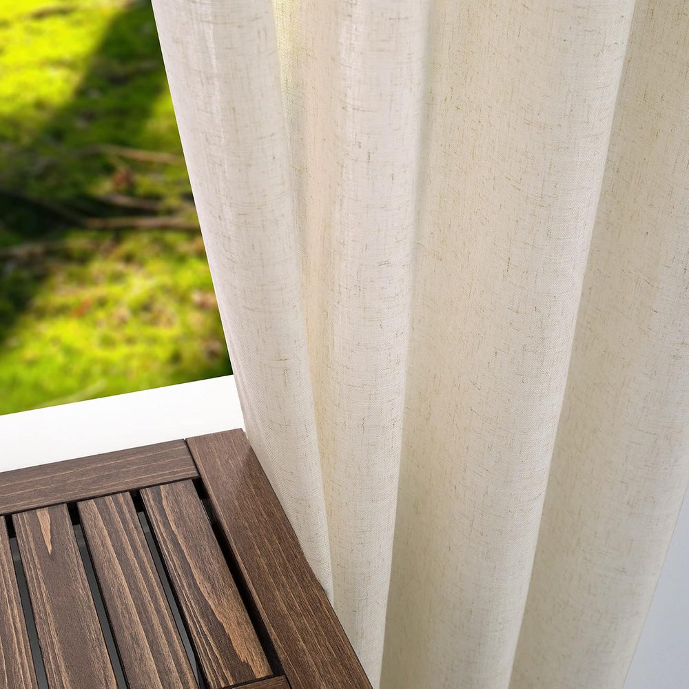 KOUFALL Beige Rustic Linen Curtains for Bedroom Living Room, Sliding Glass Do...