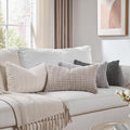 Fancy Homi Set of 4 Grey and White Lumbar Rectangle Decorative Throw Pillow by Fancy+Homi