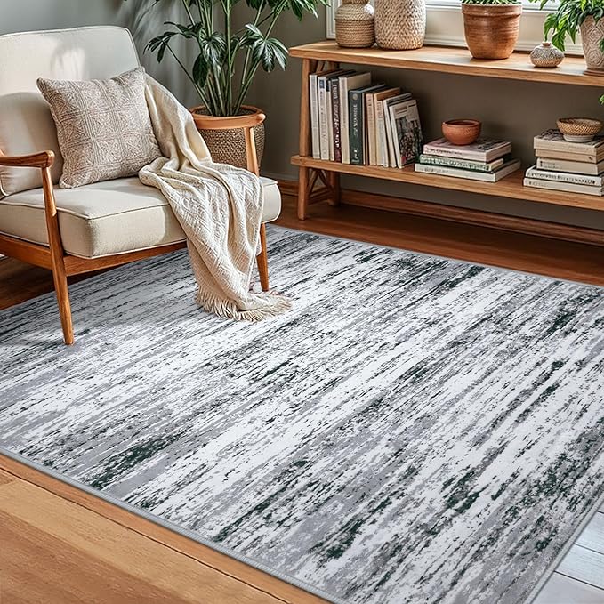 Lansny Modern Abstract Small Area Rug Indoor 3x5 Washable Rug Non-Slip Soft by lansny