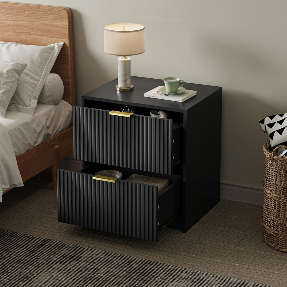 Black 3-Piece Bedroom Set, 9-Drawer Dresser & 2-Drawer Nightstands