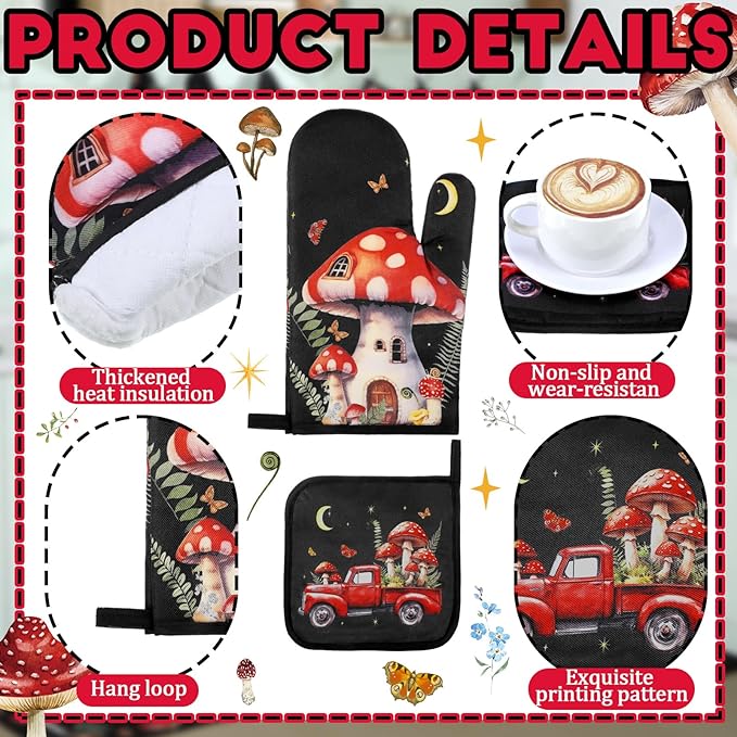 Fourluoo 10 Pcs Kitchen Dish Towels Rugs Oven Mitts and Pot Holders Set - Image 5