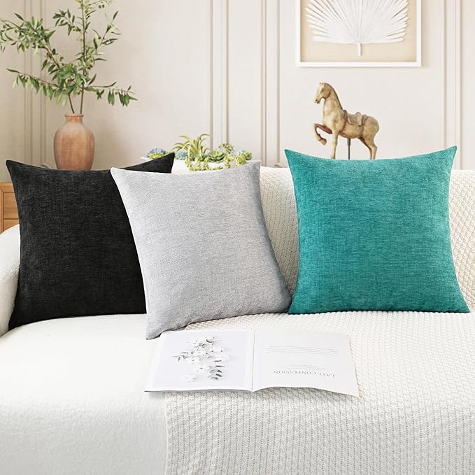 CaliTime Throw Pillow Covers Decorative 24 X 24 Inches Pack of 2 Cozy Chenille - Image 5
