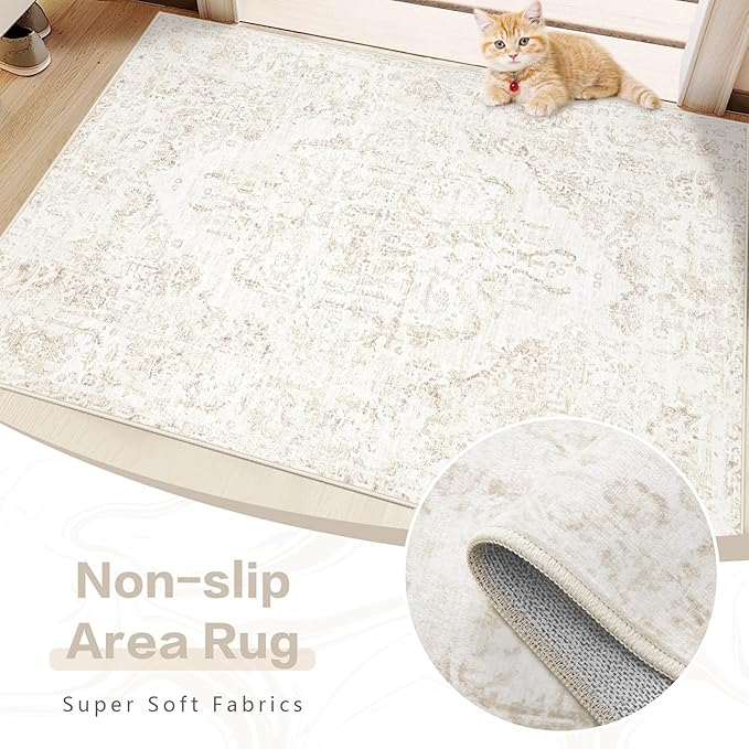 10x14 Area Rugs for Living Room: Washable Rug Vintage Large Rugs Soft Non Slip - Image 8