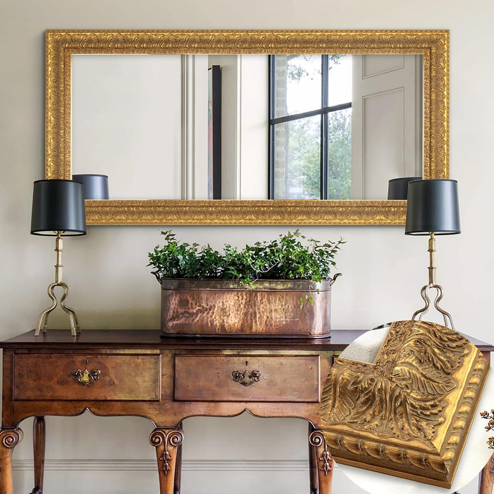 Chende 48" L x 24" W Large Gold Mirror for Wall, Rectangular Decora...