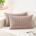 Pack of 2 Corduroy Decorative Throw Pillow Covers 12x20 Inch Soft Striped by Unknown
