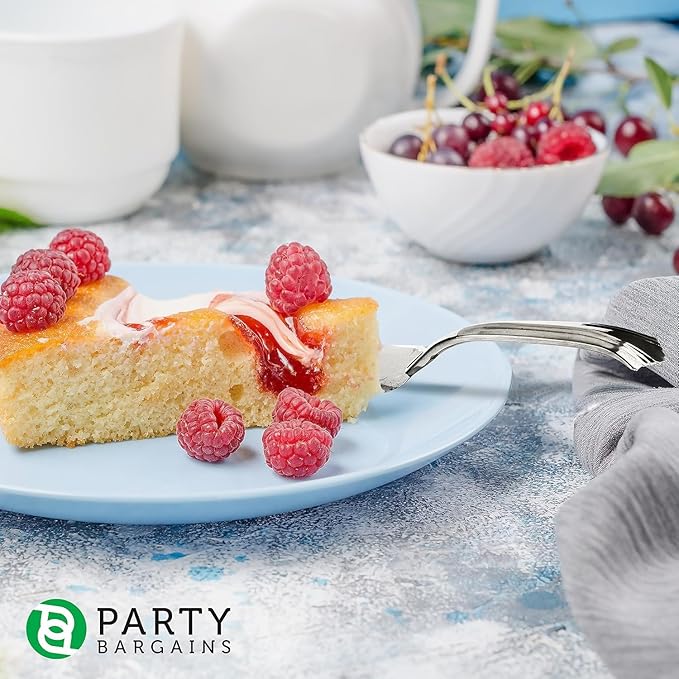 PARTY BARGAINS Silver Plastic Cake Cutter, 10 Inch Classic Disposable Cake - Image 2