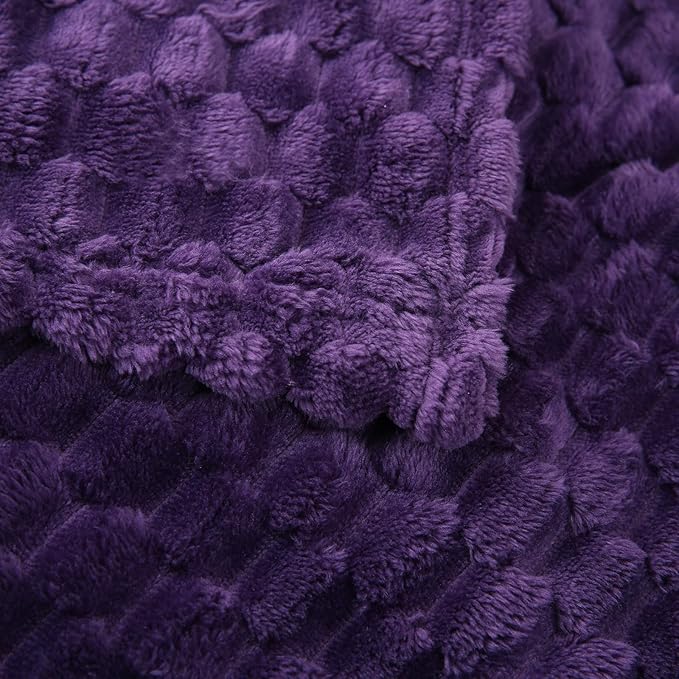 Puncuntex Deep Purple Throw Blanket 108"×90" inches Fuzzy 3D Jacquard - Image 5