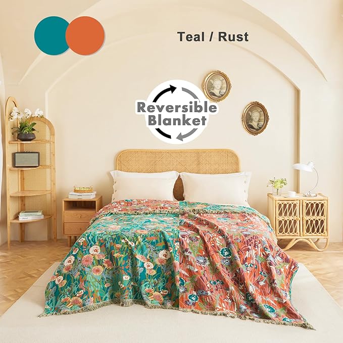 MSGKV Boho Throw Blanket 60"x80" Floral Blankets - Image 3
