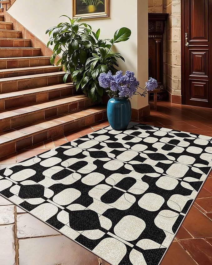 Latte&Fog 3x5 Entryway Rug, Vintage Washable Area Rug, Boho Non Slip Low Pile - Image 4