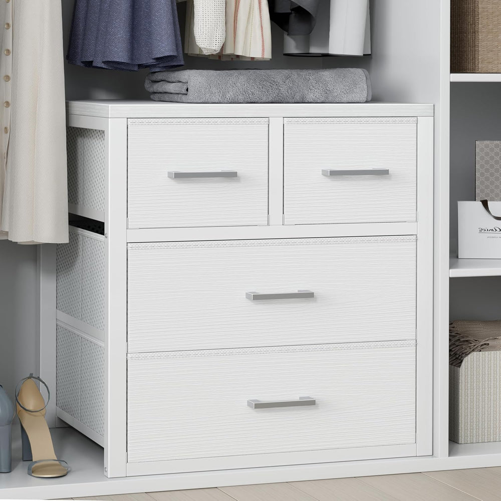 BOLUO Closet Drawers White 4 Drawer Dresser for Closet Organizers and Storage...