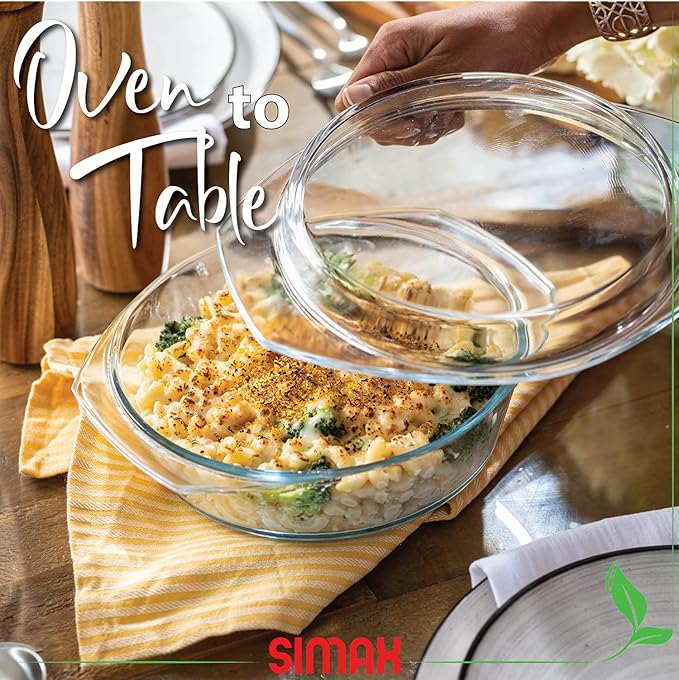 Simax Casserole Dish with Lid, 1.5 Quart Round Glass Casserole Dishes - Image 4