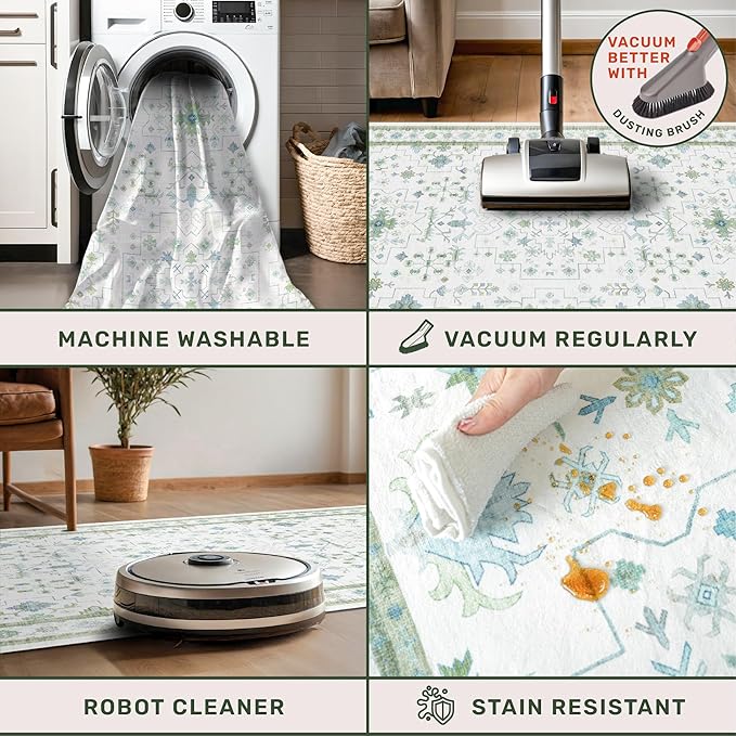 Hazo Haus Washable Oushak Bathroom Runner Rug 2x5 - Image 4