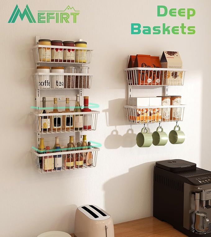 Mefirt White 12 Inch Wide Narrow Over The Door Pantry Organizer, Pantry - Image 3
