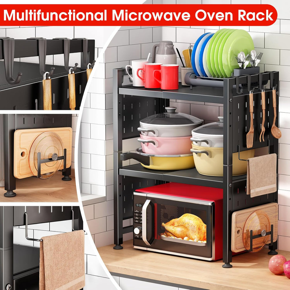 Microwave Stand, 3-Tier Expandable(17.4"- 27.4") Heavy Duty Adjusta...