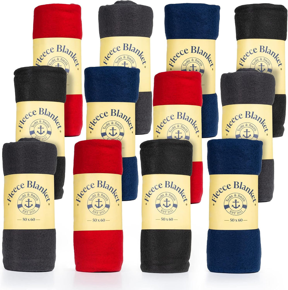 Yacht & Smith 12 Pack Of Soft Fleece Blankets 50 X 60, Lightweight, Cozy ...