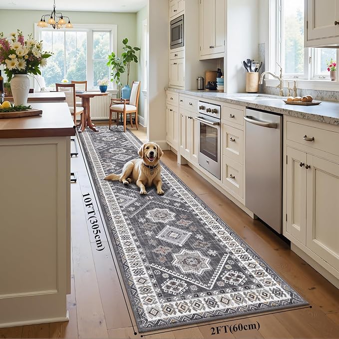 HEBE Washable Kitchen Rugs Runner 2'x 10', Non Slip Hallway Runner Rug