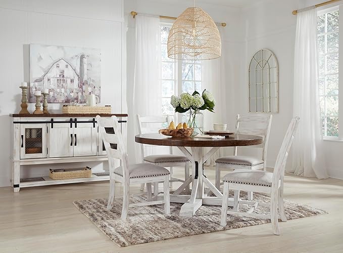 Signature Design by Ashley Valebeck Farmhouse Cushioned Dining Chair, 2 Count...