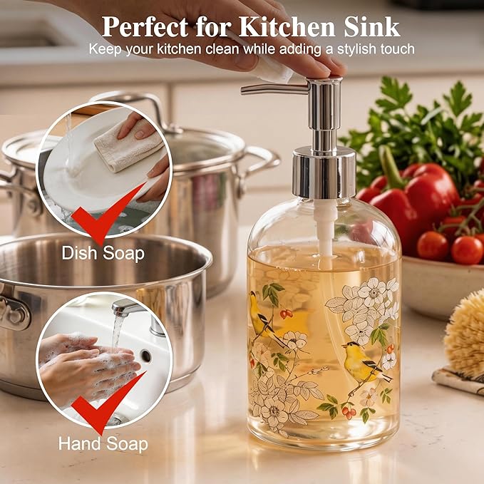 17oz Glass Soap and Lotion Dispenser Bottle - Image 3