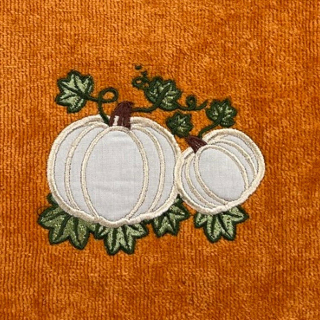Fall Rust Bathroom Guest Hand Towels, Embroidered Pumpkin Leaf, 16x25 " | Set of 2, 100% Cotton Velour, Autumn Farmhouse Decor for Bath or Kitchen, Perfect for Parties & Gifts